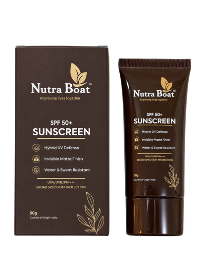 Nutraboat SPF 50+ Sunscreen 50 g box and tube