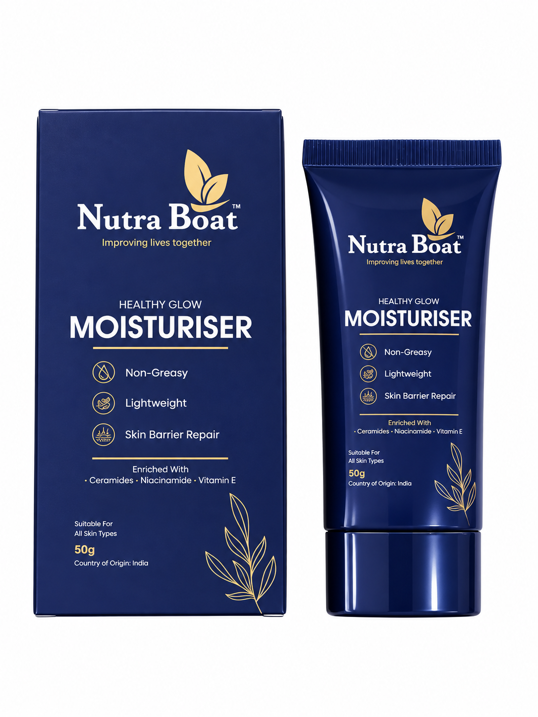 Nutraboat Healthy Glow Moisturiser 50 g box and tube