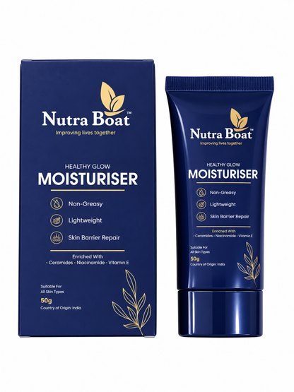 Nutraboat Healthy Glow Moisturiser 50 g box and tube
