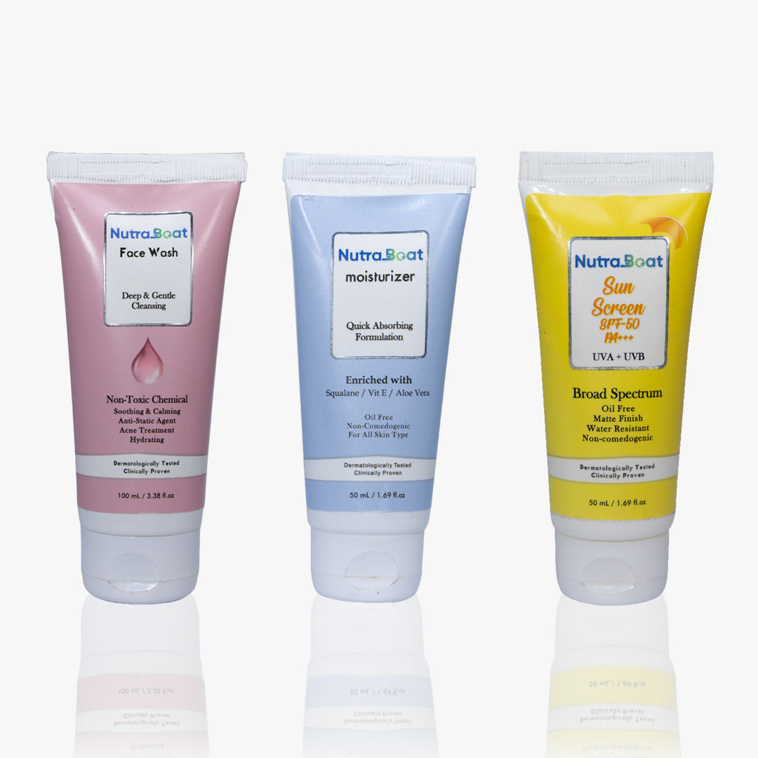 Nutraboat Face Wash, Moisturizer and Sunscreen combo