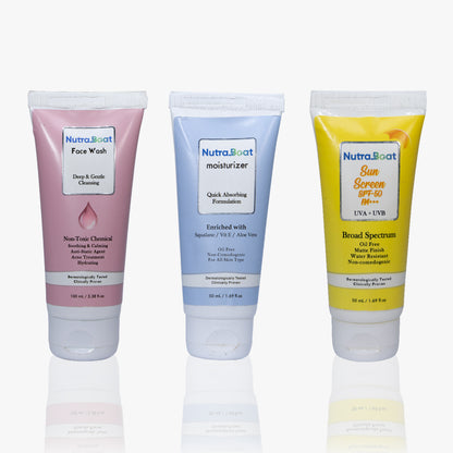 Nutraboat Face Wash, Moisturizer and Sunscreen combo