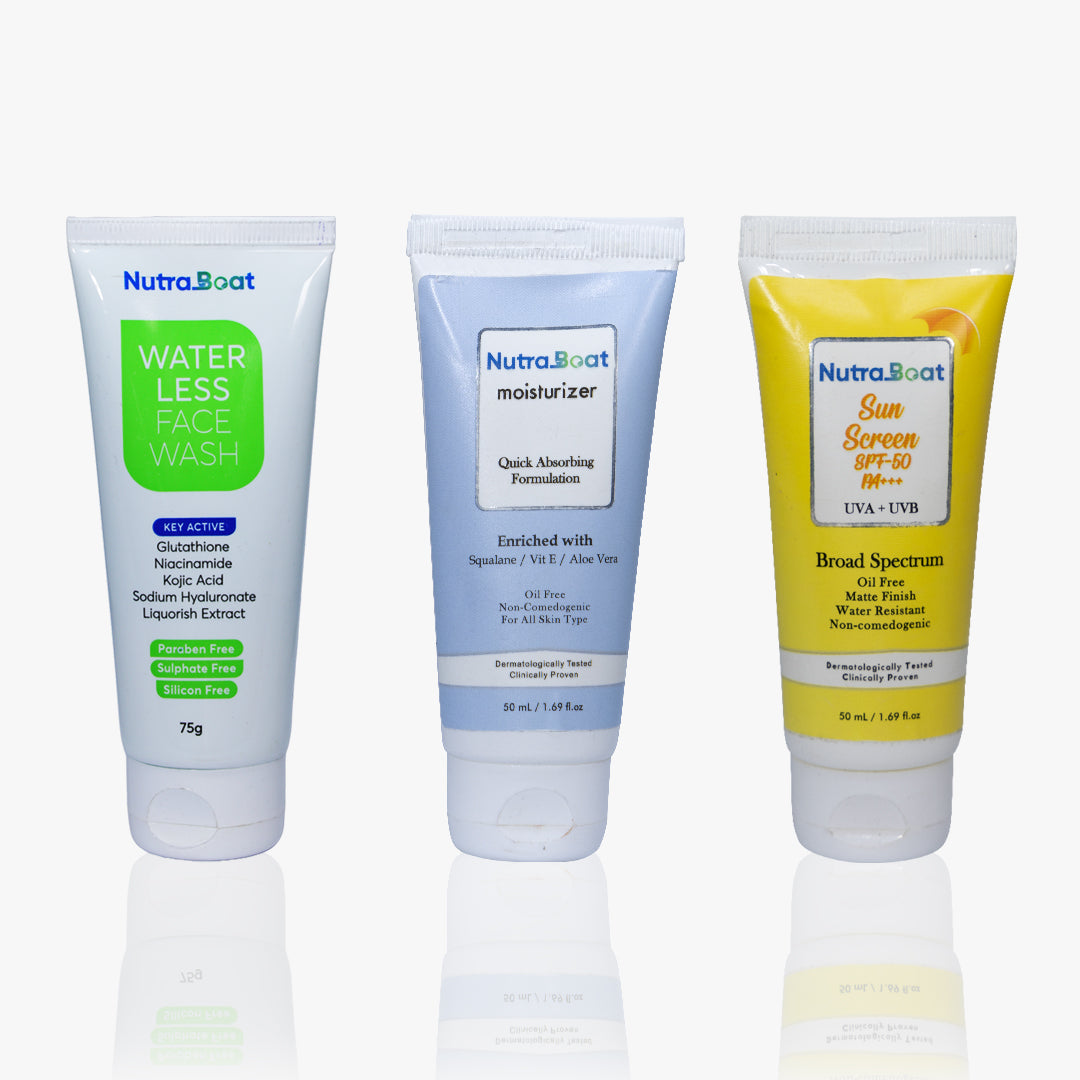 Nutraboat Waterless Face Wash, Moisturizer and Sunscreen combo